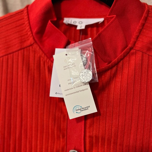 Cleo Orange Ribbed Quarter Button Down - Picture 3 of 3